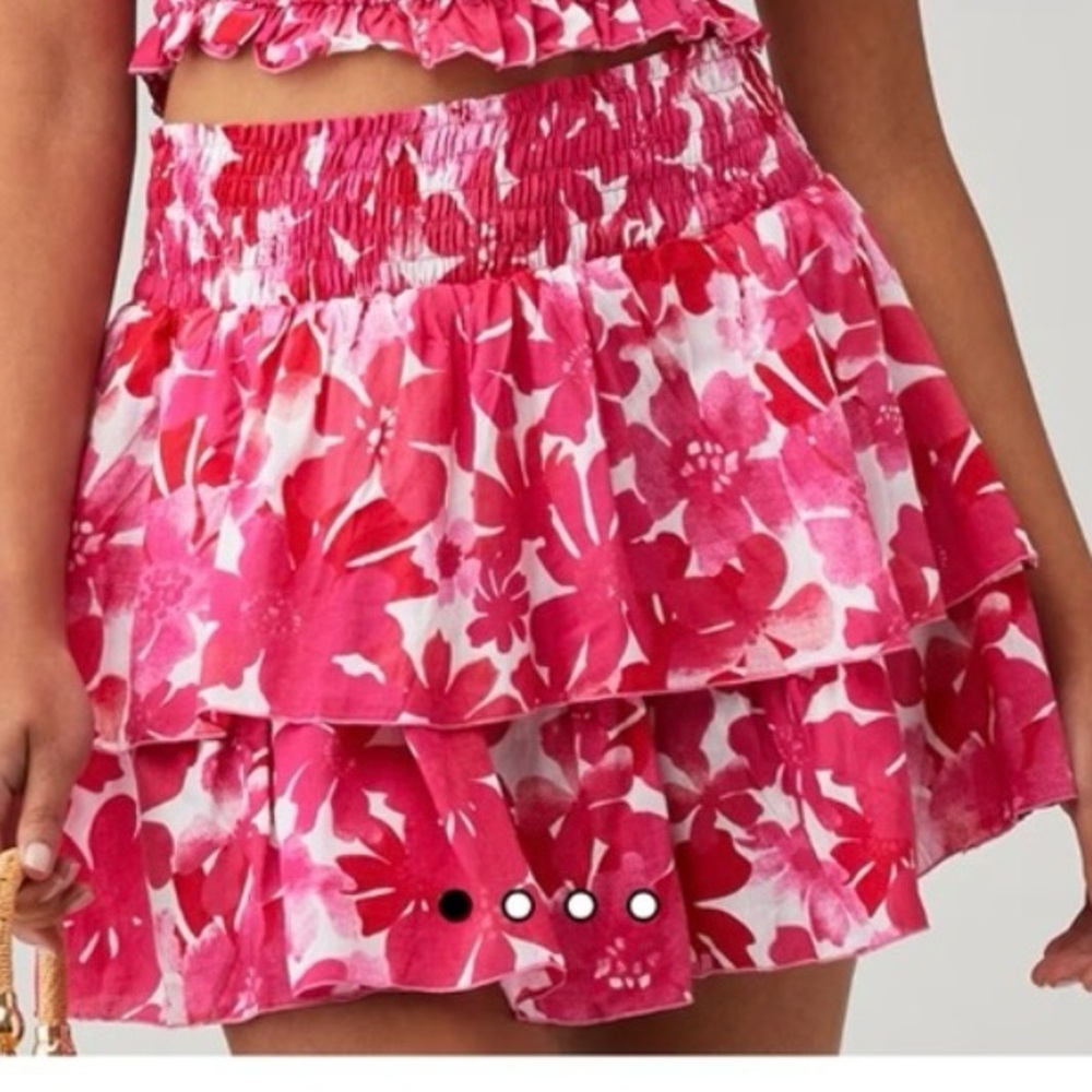 - NWT SIZE M/L COPY - Tiare Hawaii Pink Smocked Skater Mini Skirt - Picture 1 of 4